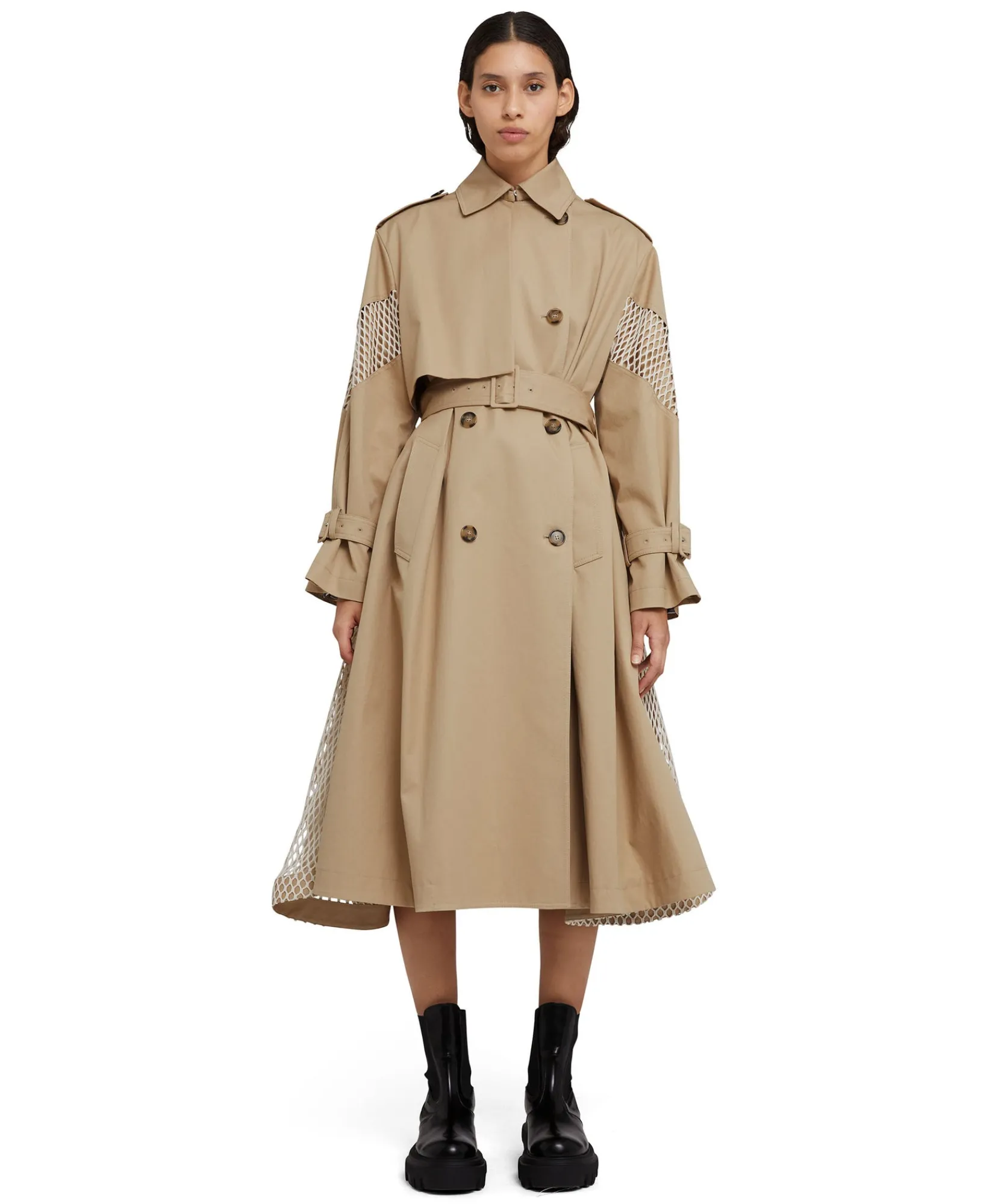 Trench Doppio Petto In Gabardina Con Dettagli In Rete^MSGM Best