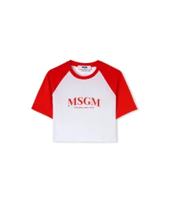 T-Shirt Crop In Cotone Con Stampa "Fun Department"^MSGM New