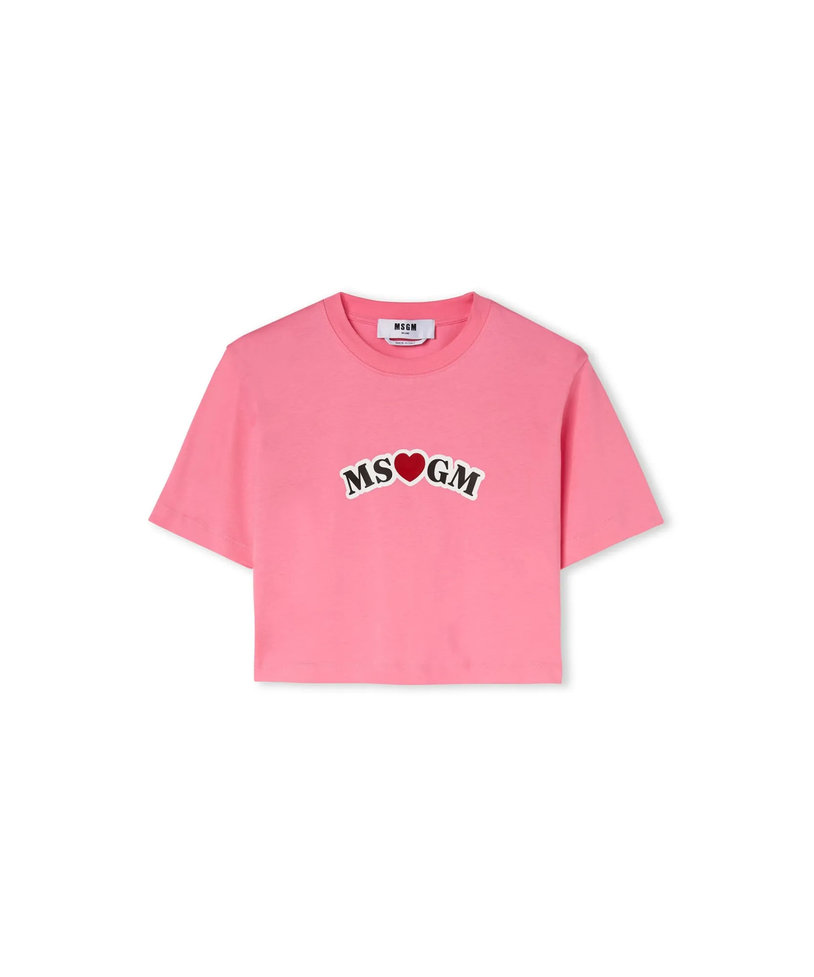 T-Shirt Crop In Cotone Con Grafica ^MSGM Best Sale