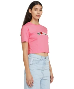 T-Shirt Crop In Cotone Con Grafica ^MSGM Best Sale
