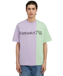 T-Shirt Girocollo Bicolore In Cotone Organico Della Capsule Fantastic Green^MSGM Fashion