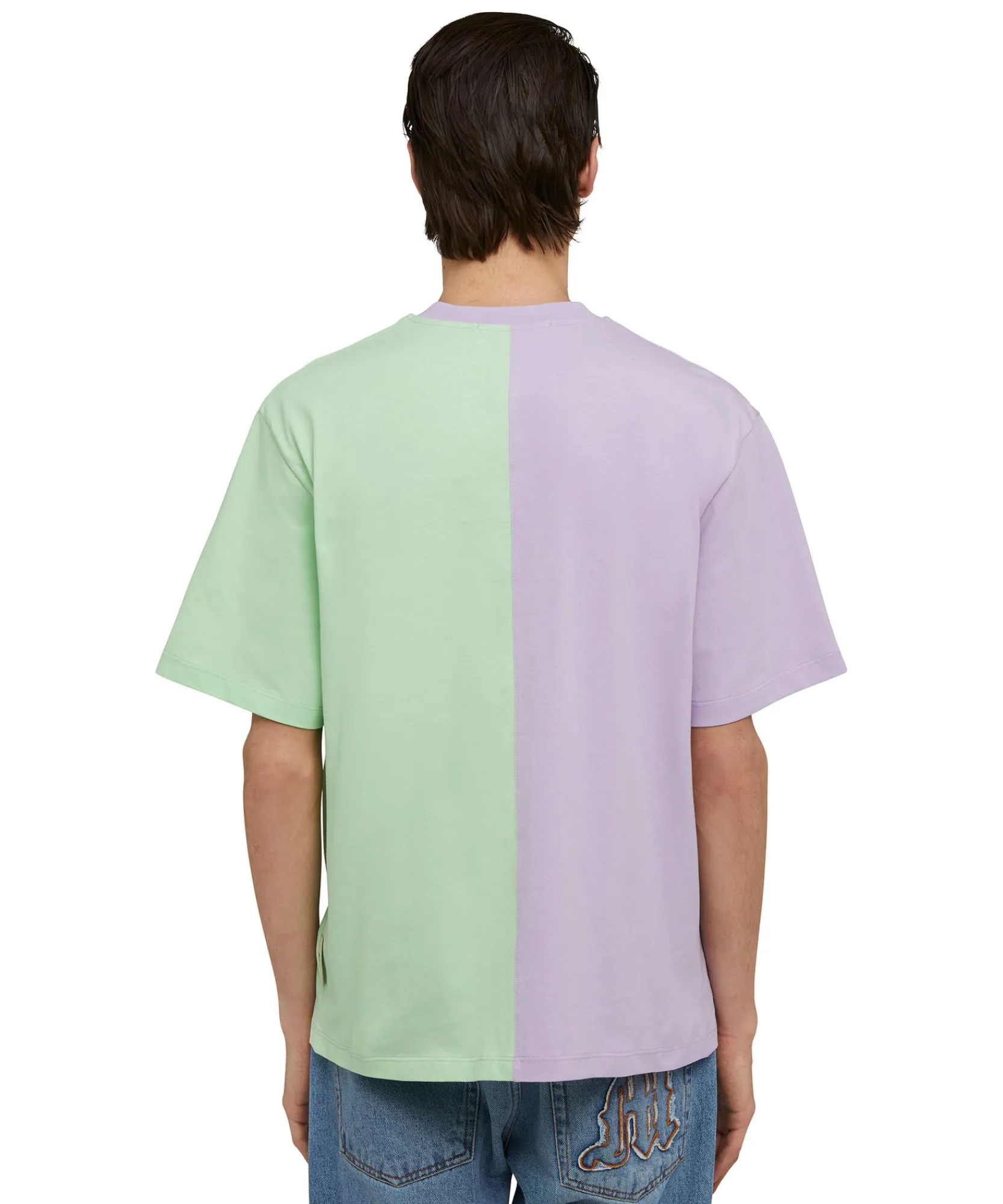 T-Shirt Girocollo Bicolore In Cotone Organico Della Capsule Fantastic Green^MSGM Fashion