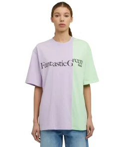T-Shirt Girocollo Bicolore In Cotone Organico Della Capsule Fantastic Green^MSGM Fashion