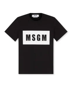T-Shirt Girocollo Con Box Logo ^MSGM Flash Sale