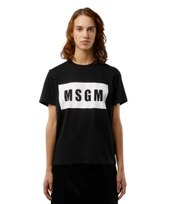 T-Shirt Girocollo Con Box Logo ^MSGM Flash Sale