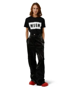 T-Shirt Girocollo Con Box Logo ^MSGM Flash Sale