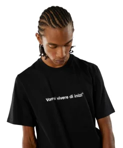 T-Shirt Girocollo Con Quote "Vorrei Vivere Di Inizi"^MSGM Cheap