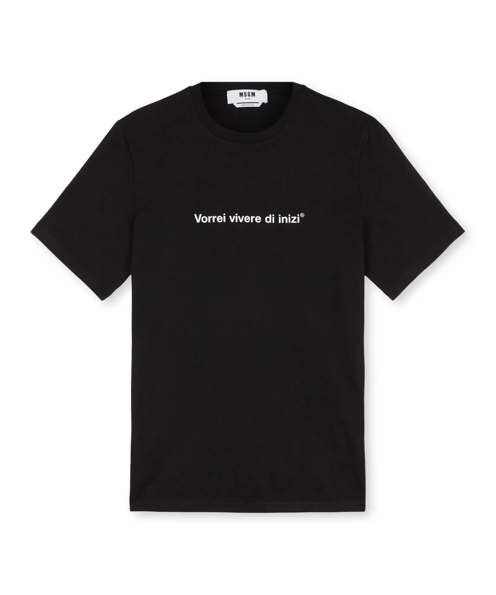 T-Shirt Girocollo Con Quote "Vorrei Vivere Di Inizi"^MSGM Cheap