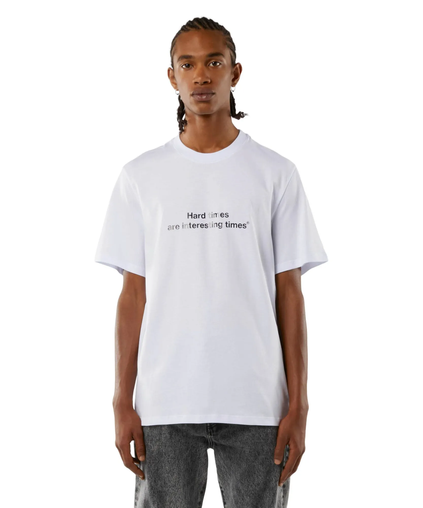 T-Shirt Girocollo Con Quote "Hard Times Are Interesting Times"^MSGM Best