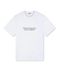 T-Shirt Girocollo Con Quote "Pensavo Fosse Amore Invece Era Milano"^MSGM Hot