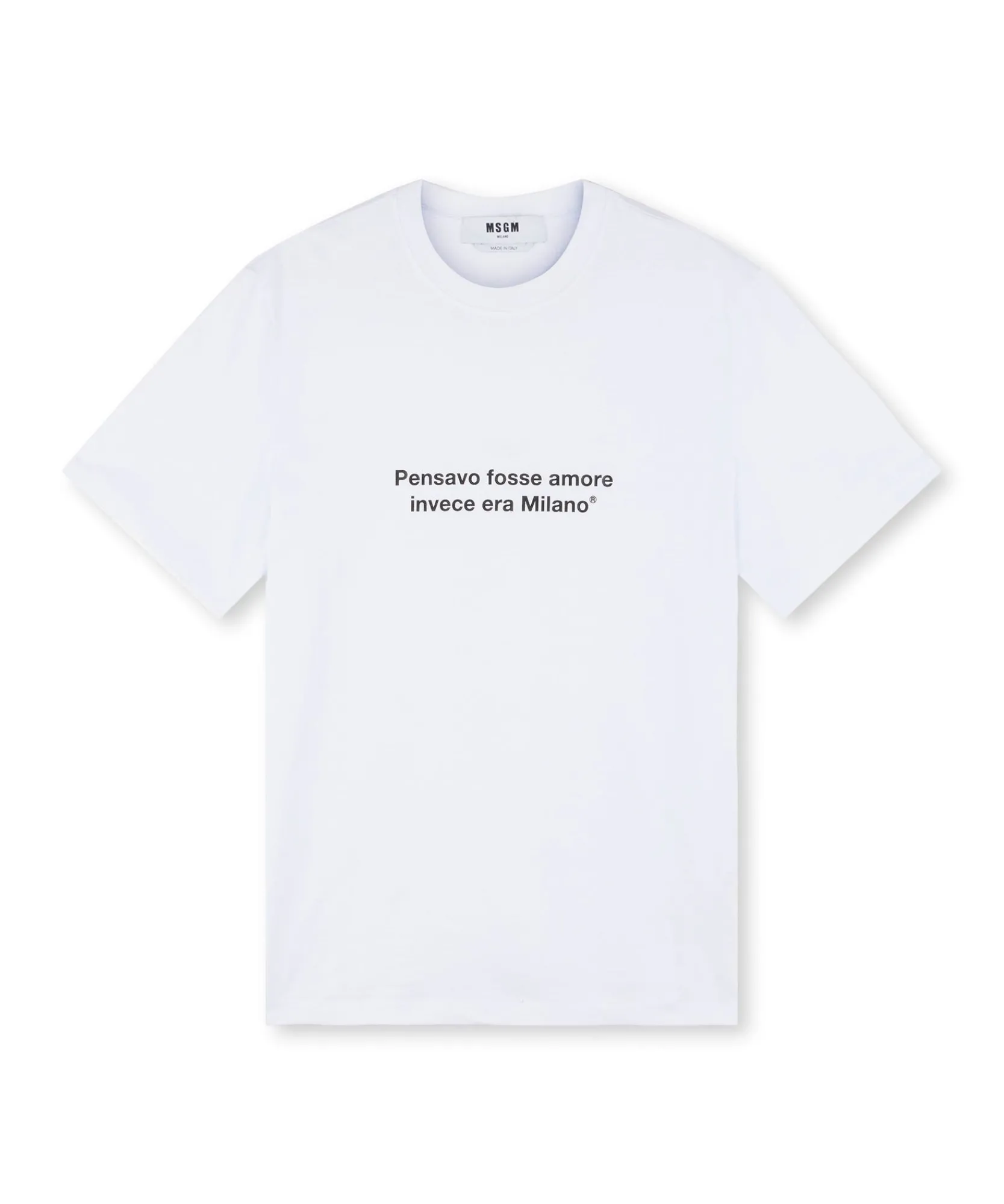 T-Shirt Girocollo Con Quote "Pensavo Fosse Amore Invece Era Milano"^MSGM Online