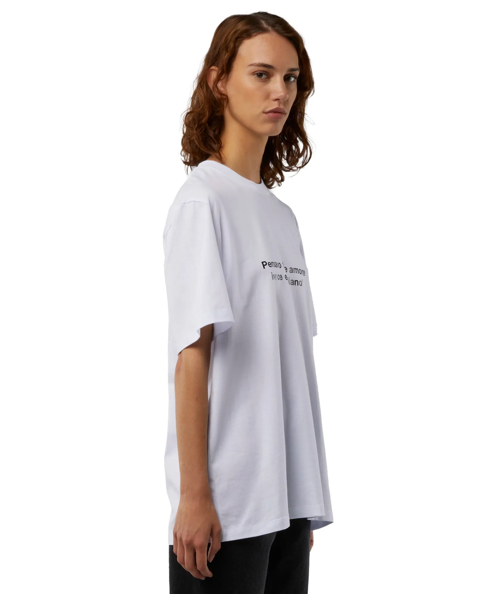 T-Shirt Girocollo Con Quote "Pensavo Fosse Amore Invece Era Milano"^MSGM Online