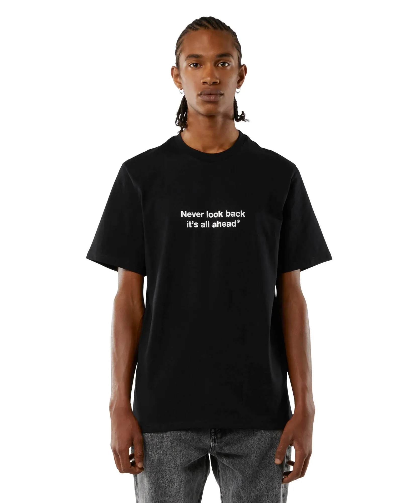 T-Shirt Girocollo Con Quote "Never Look Back It'S All Ahead"^MSGM Shop