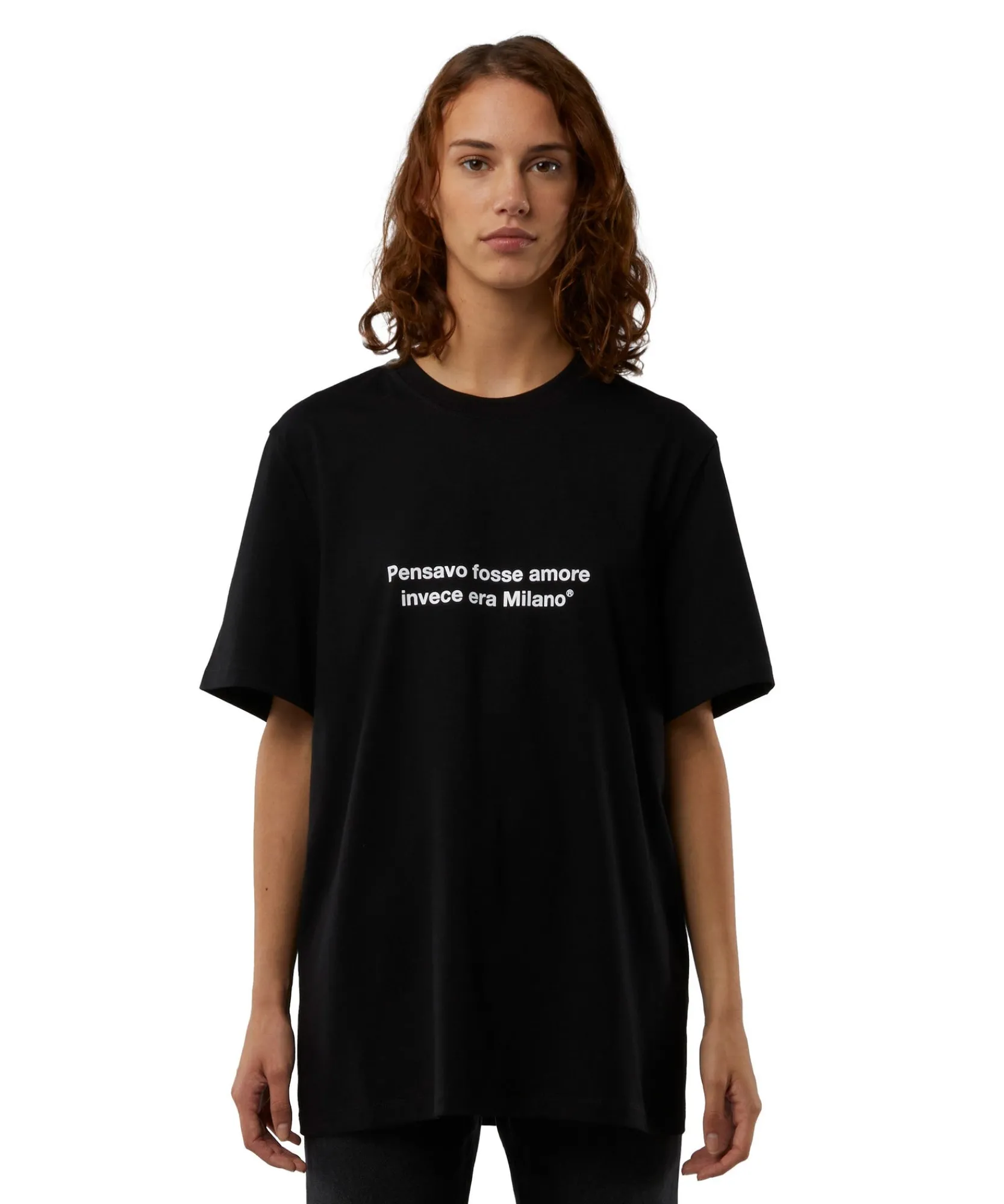 T-Shirt Girocollo Con Quote "Pensavo Fosse Amore Invece Era Milano"^MSGM Hot
