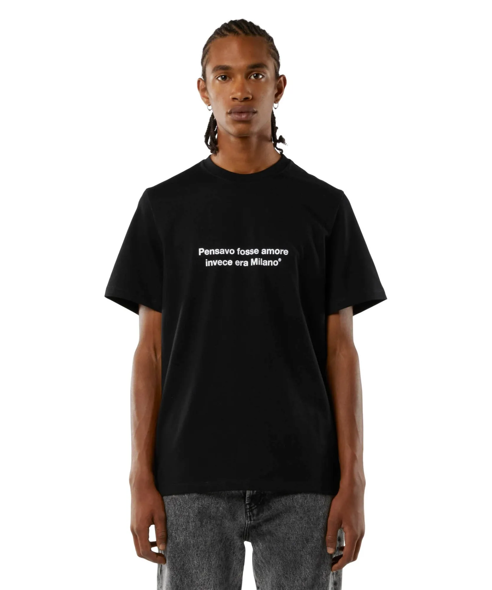 T-Shirt Girocollo Con Quote "Pensavo Fosse Amore Invece Era Milano"^MSGM Hot