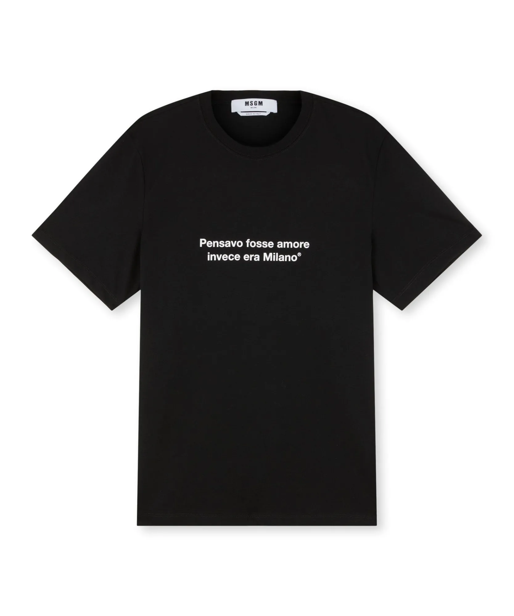 T-Shirt Girocollo Con Quote "Pensavo Fosse Amore Invece Era Milano"^MSGM Hot