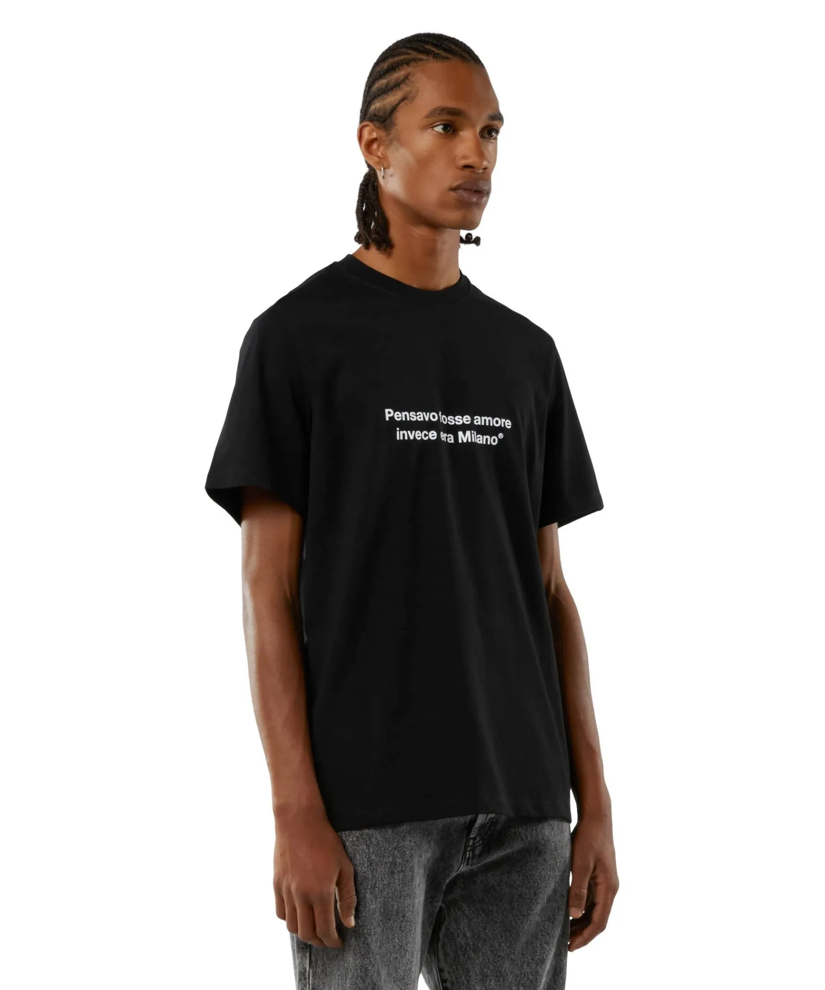 T-Shirt Girocollo Con Quote "Pensavo Fosse Amore Invece Era Milano"^MSGM Hot