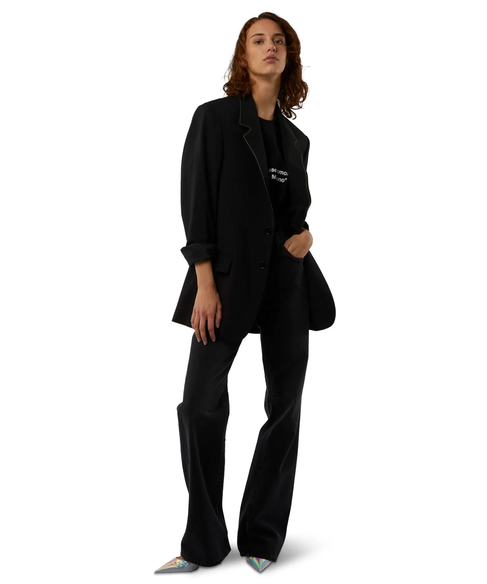 T-Shirt Girocollo Con Quote "Pensavo Fosse Amore Invece Era Milano"^MSGM Hot