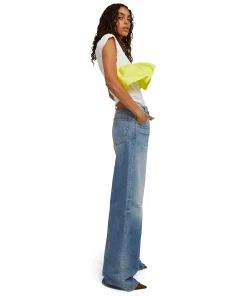 T-Shirt Girocollo In Cotone Con Balza In Taffeta Applicata^MSGM Sale