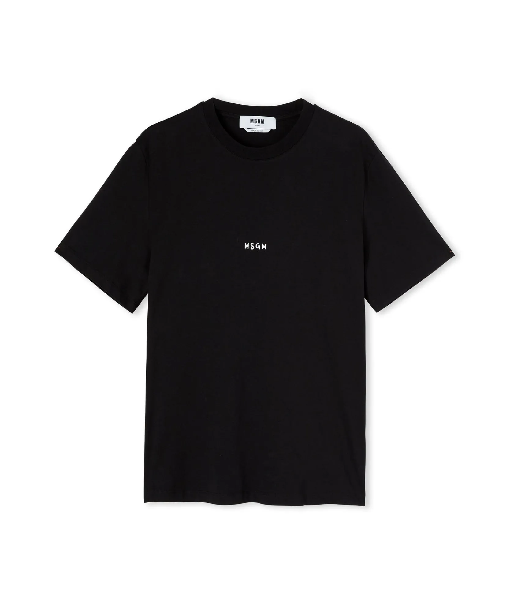 T-Shirt Girocollo In Cotone Con Micro Logo ^MSGM Fashion
