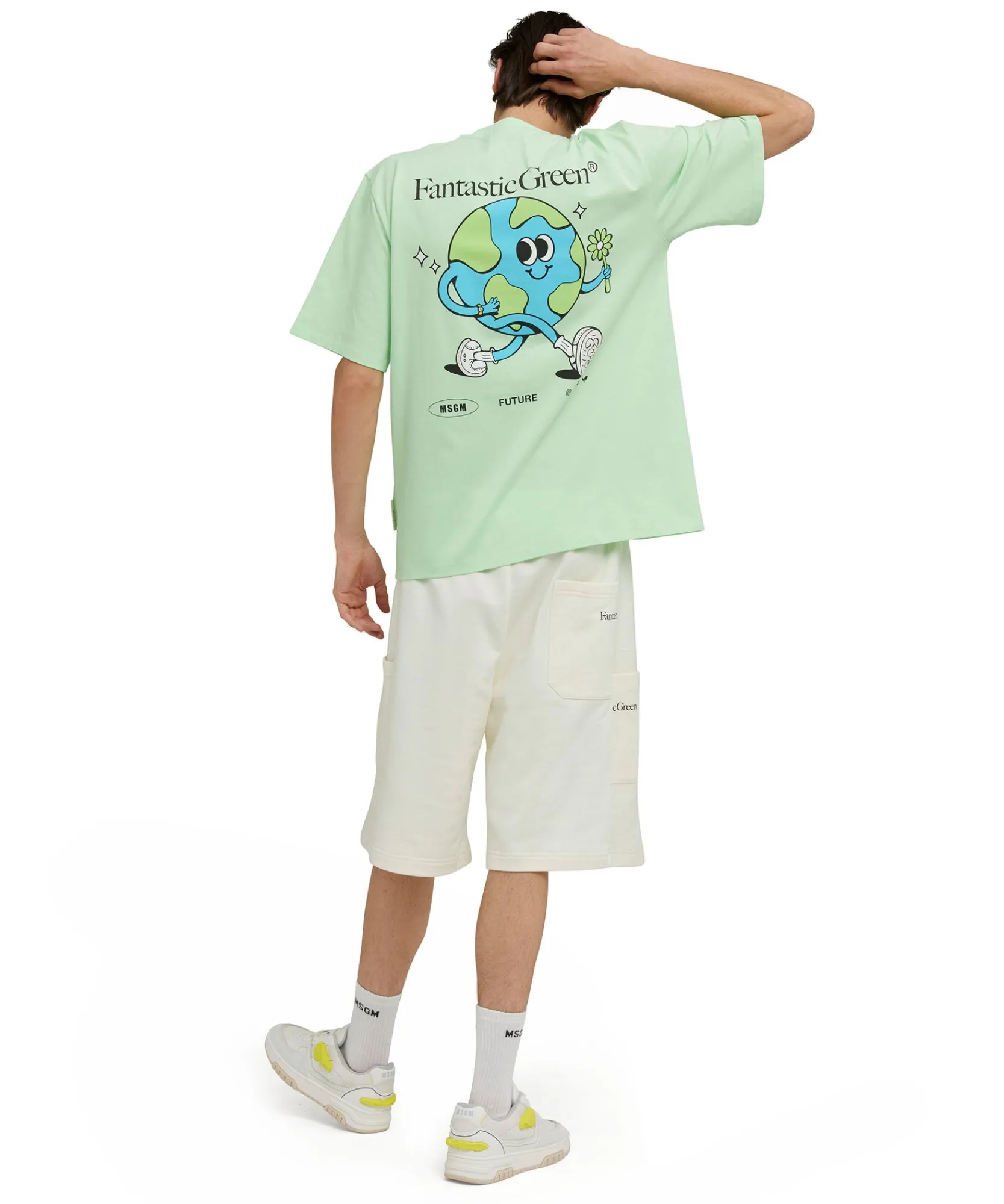 T-Shirt Girocollo In Cotone Organico Della Capsule Fantastic Green^MSGM Outlet