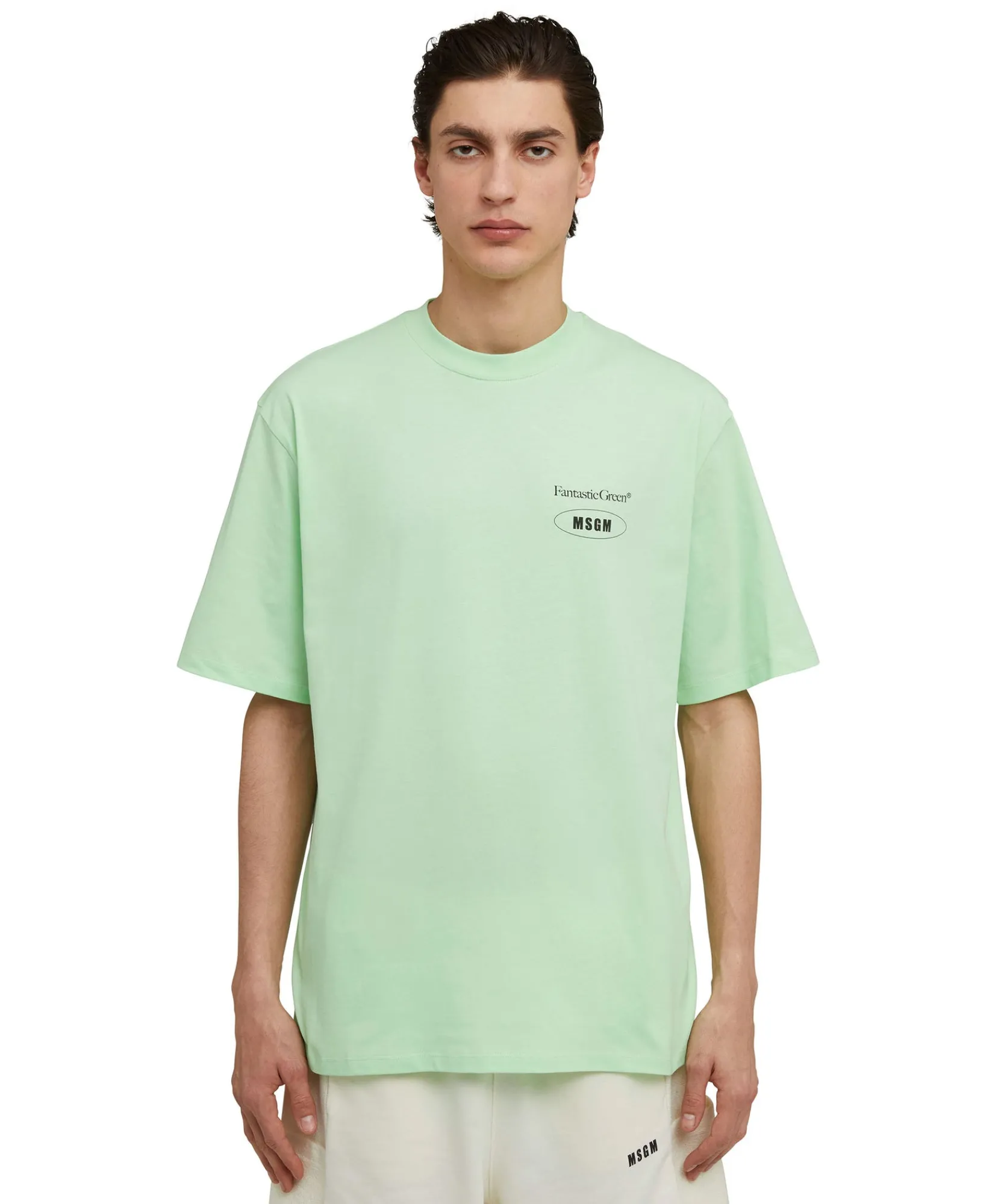 T-Shirt Girocollo In Cotone Organico Della Capsule Fantastic Green^MSGM Outlet