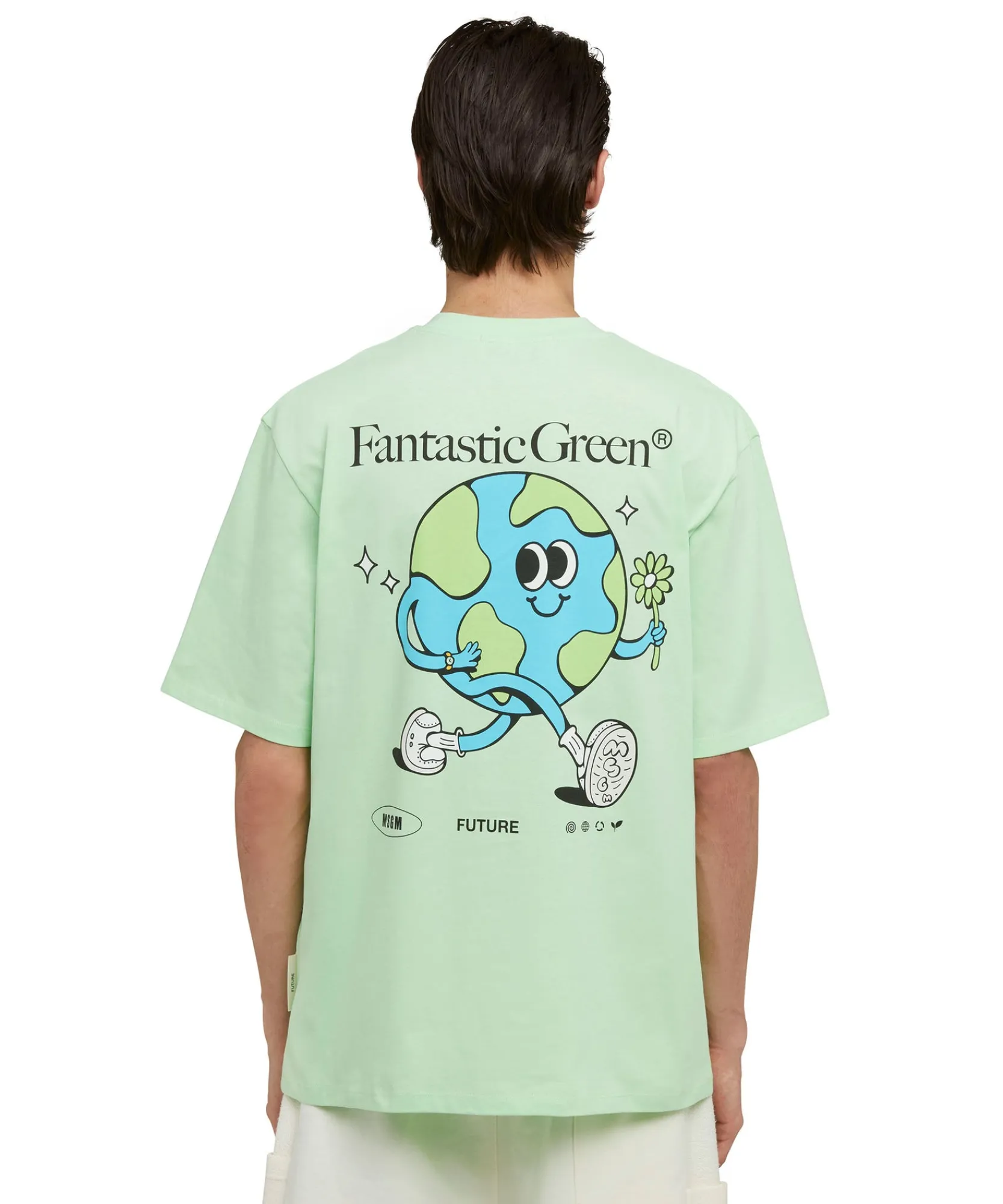 T-Shirt Girocollo In Cotone Organico Della Capsule Fantastic Green^MSGM Outlet