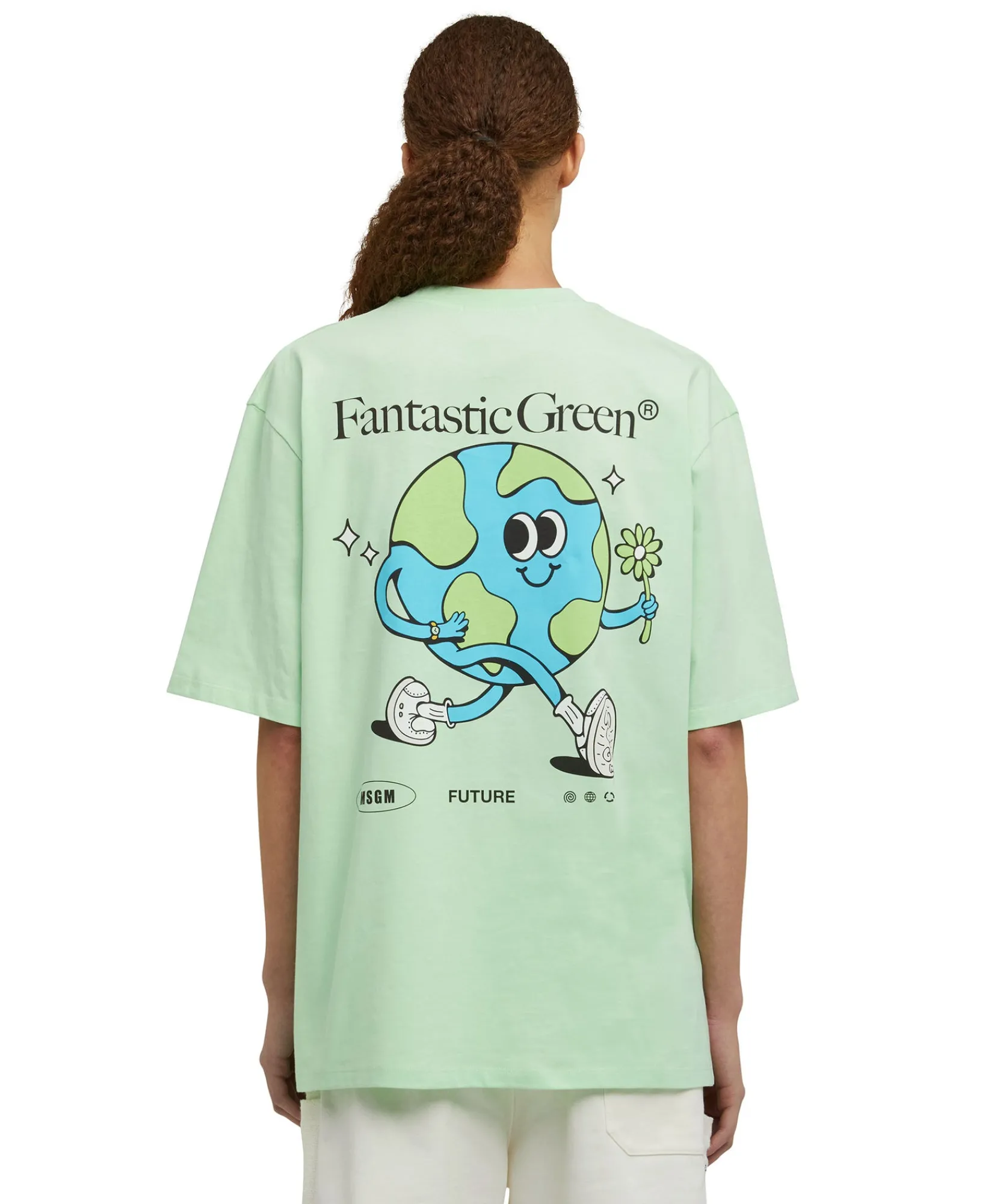 T-Shirt Girocollo In Cotone Organico Della Capsule Fantastic Green^MSGM Outlet