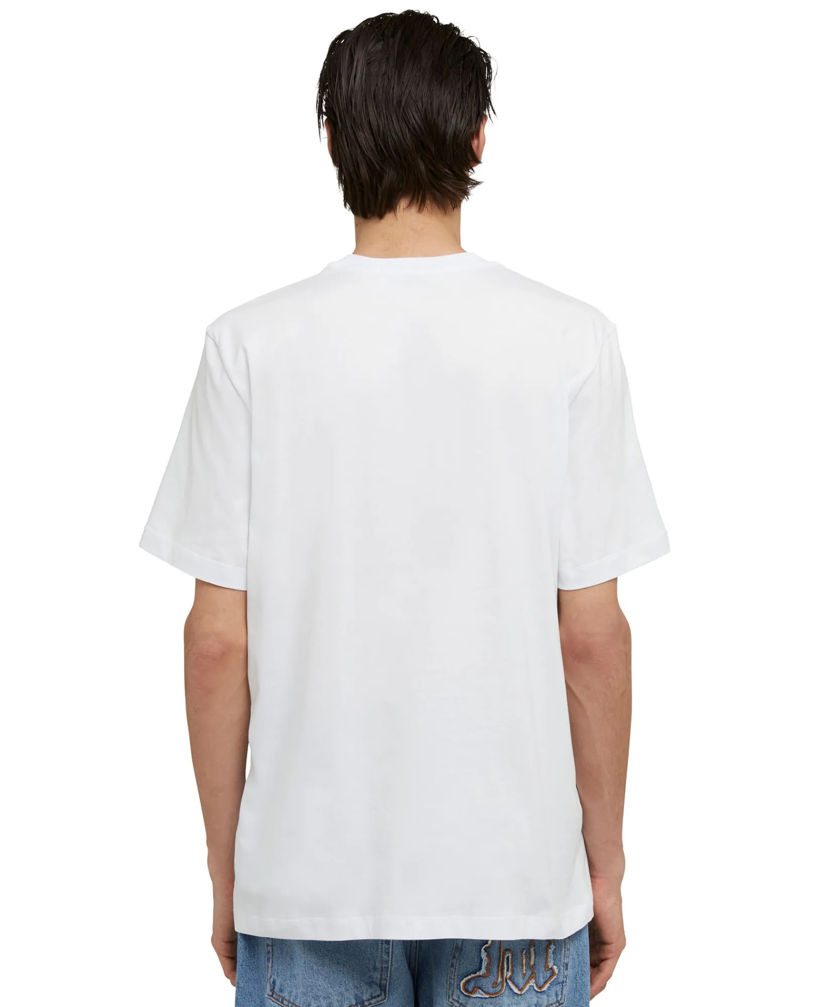 T-Shirt Girocollo In Cotone Con Logo Pennellato Posizionato Sul Collo^MSGM Store