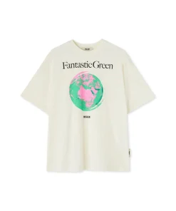 T-Shirt Girocollo In Cotone Organico Della Capsule Fantastic Green^MSGM Fashion