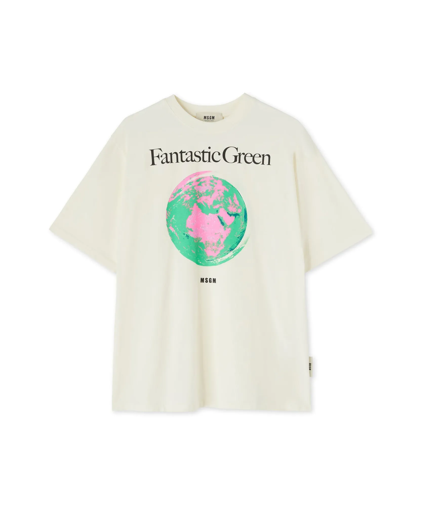 T-Shirt Girocollo In Cotone Organico Della Capsule Fantastic Green^MSGM Fashion