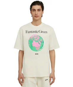 T-Shirt Girocollo In Cotone Organico Della Capsule Fantastic Green^MSGM Fashion