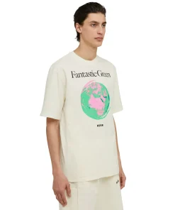 T-Shirt Girocollo In Cotone Organico Della Capsule Fantastic Green^MSGM Fashion