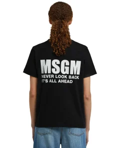 T-Shirt Girocollo In Cotone Con Logo E Quote^MSGM Flash Sale