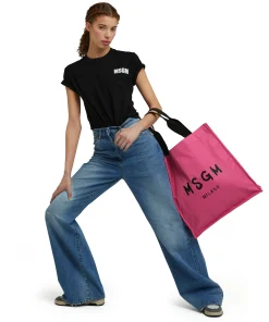 T-Shirt Girocollo In Cotone Con Logo E Quote^MSGM Flash Sale