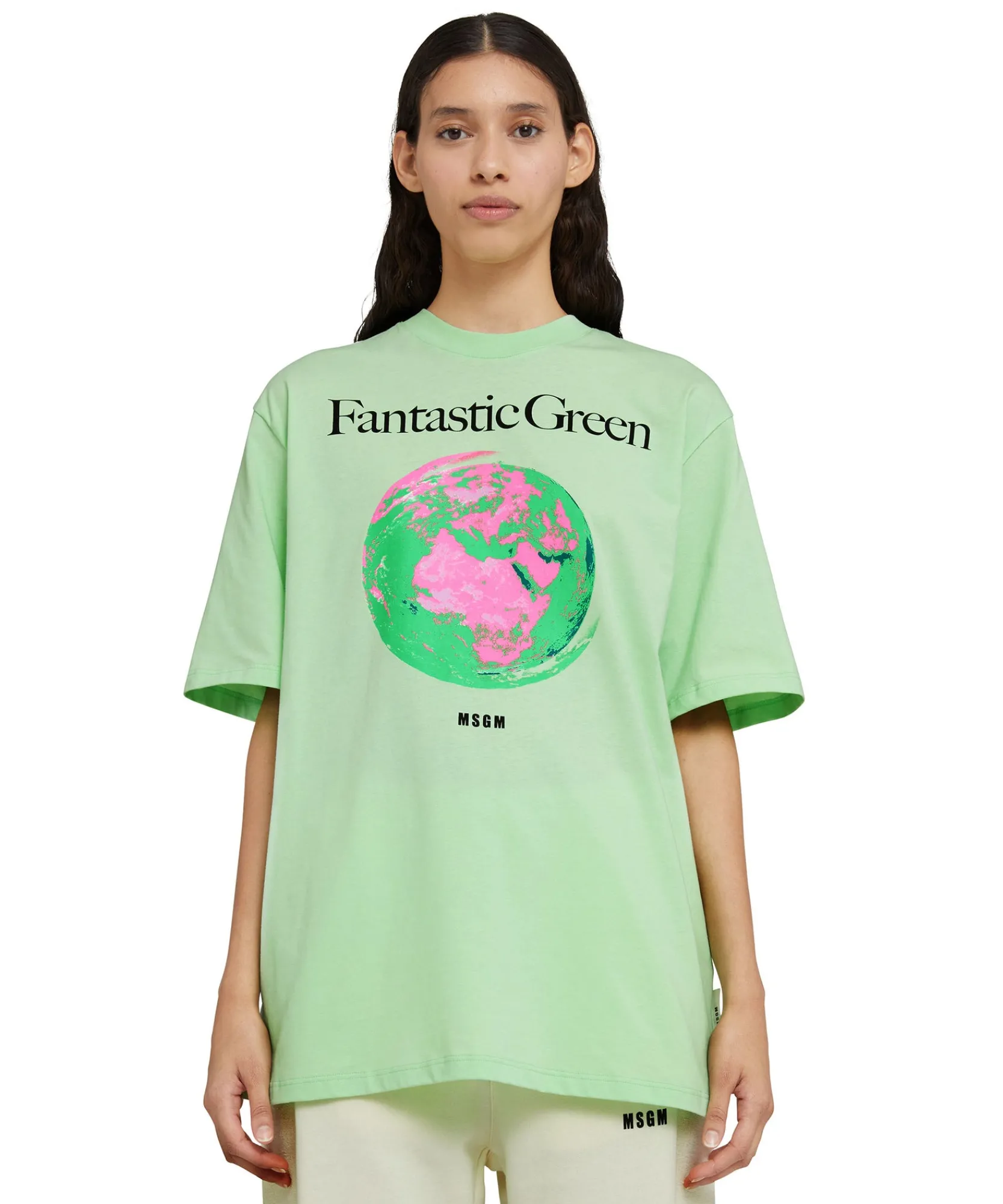 T-Shirt Girocollo In Cotone Organico Della Capsule Fantastic Green^MSGM Online