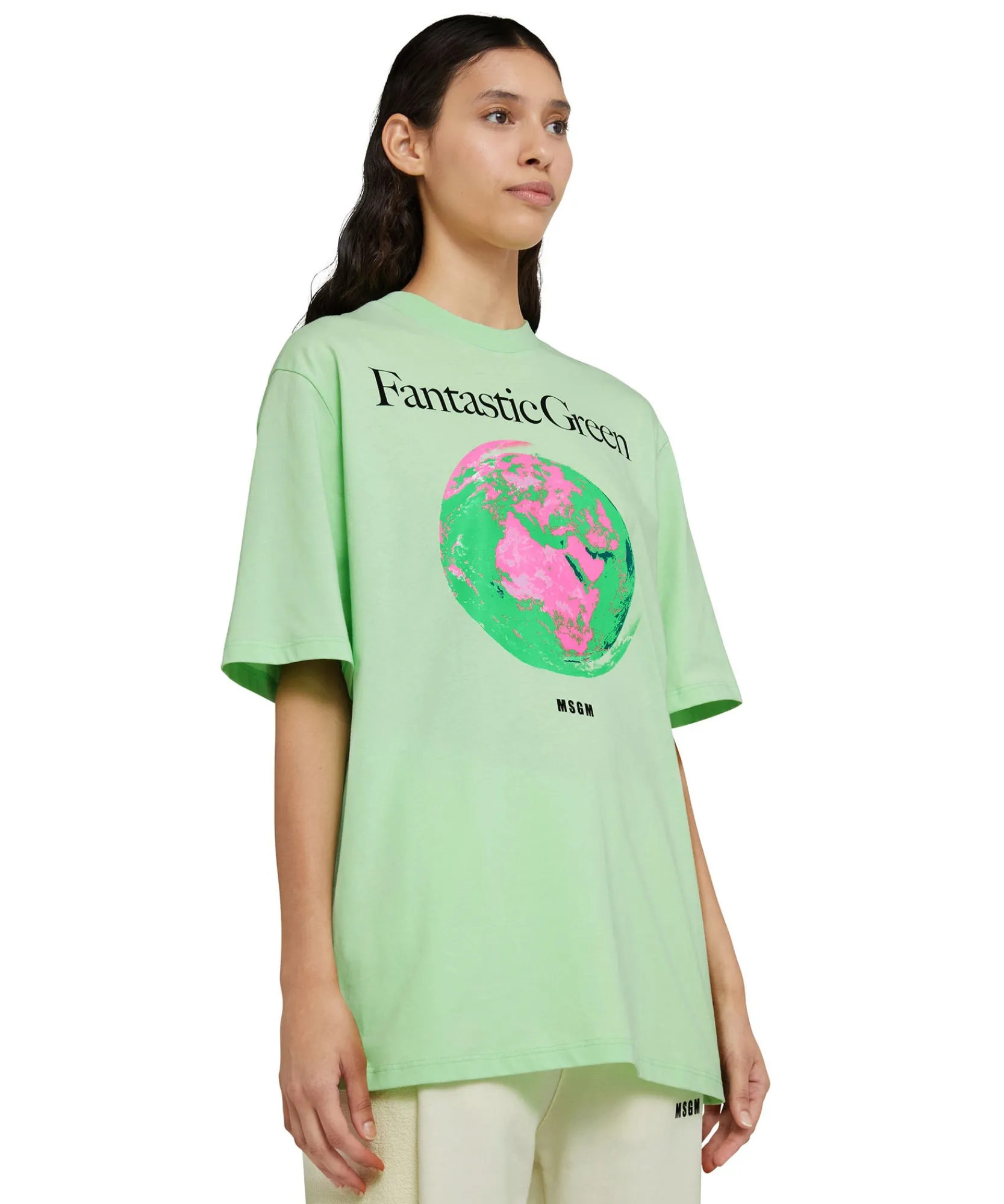 T-Shirt Girocollo In Cotone Organico Della Capsule Fantastic Green^MSGM Online