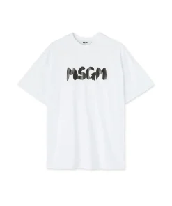 T-Shirt Girocollo In Cotone Con Nuovo Logo Pennellato^MSGM Best