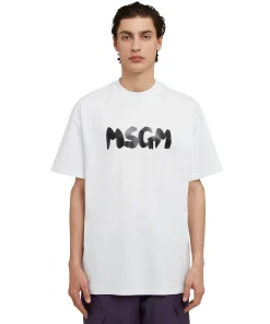 T-Shirt Girocollo In Cotone Con Nuovo Logo Pennellato^MSGM Best
