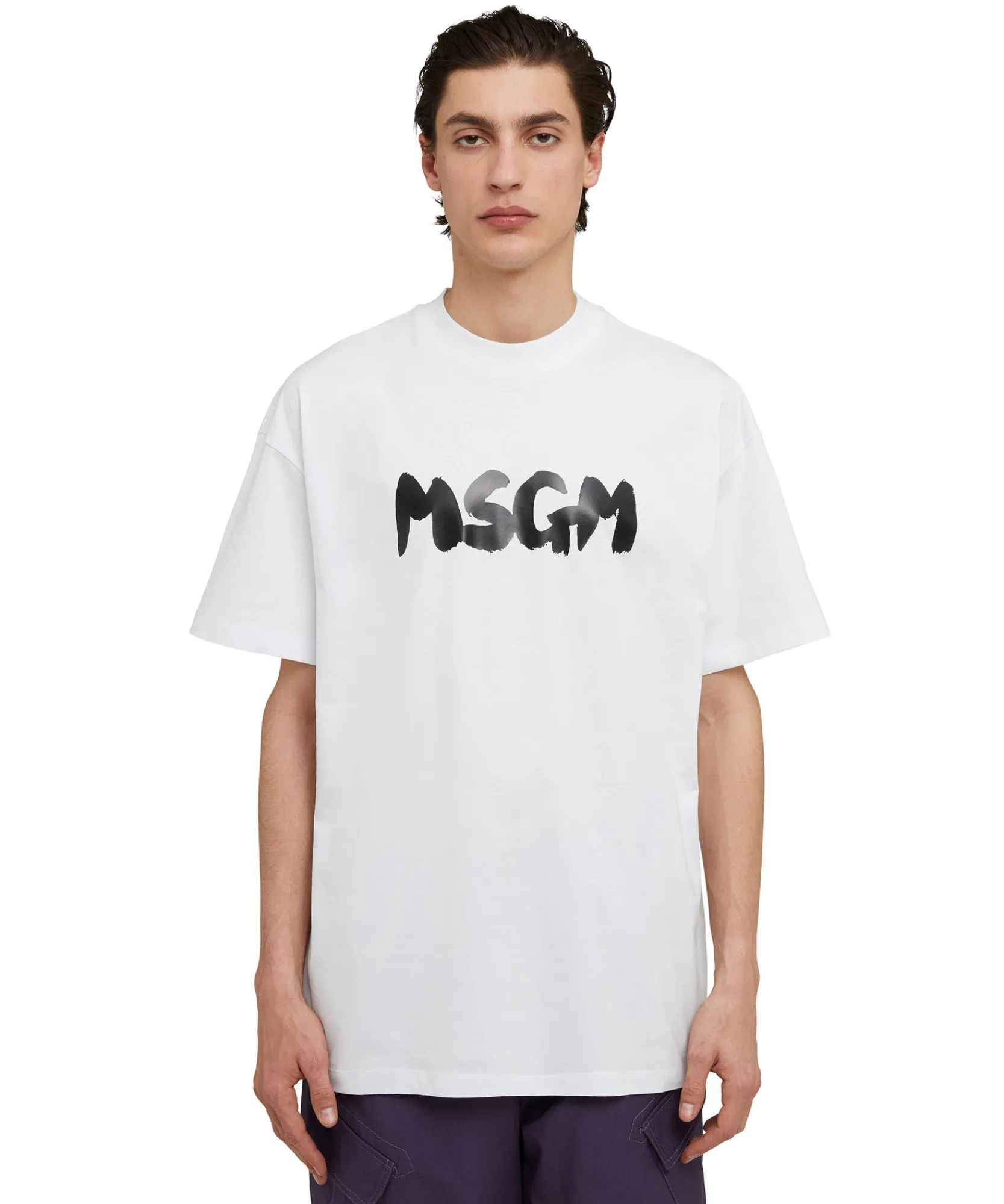 T-Shirt Girocollo In Cotone Con Nuovo Logo Pennellato^MSGM Best