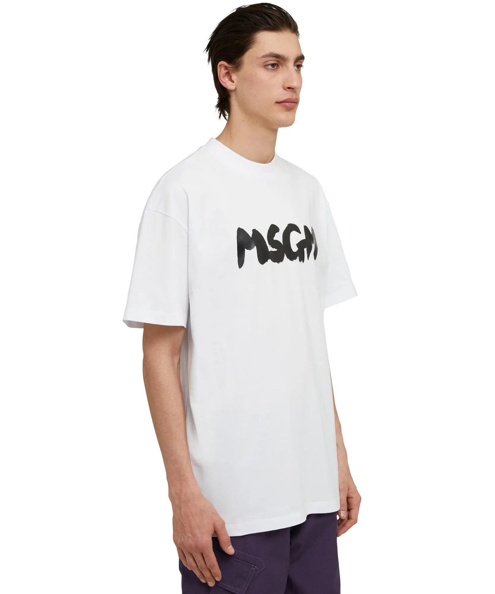 T-Shirt Girocollo In Cotone Con Nuovo Logo Pennellato^MSGM Best