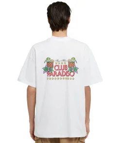 T-Shirt Girocollo In Cotone Tinta Unita Con Grafica "Club Paradiso"^MSGM Cheap