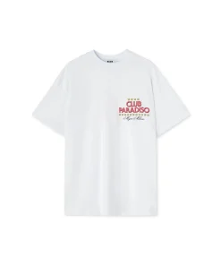 T-Shirt Girocollo In Cotone Tinta Unita Con Grafica "Club Paradiso"^MSGM Cheap