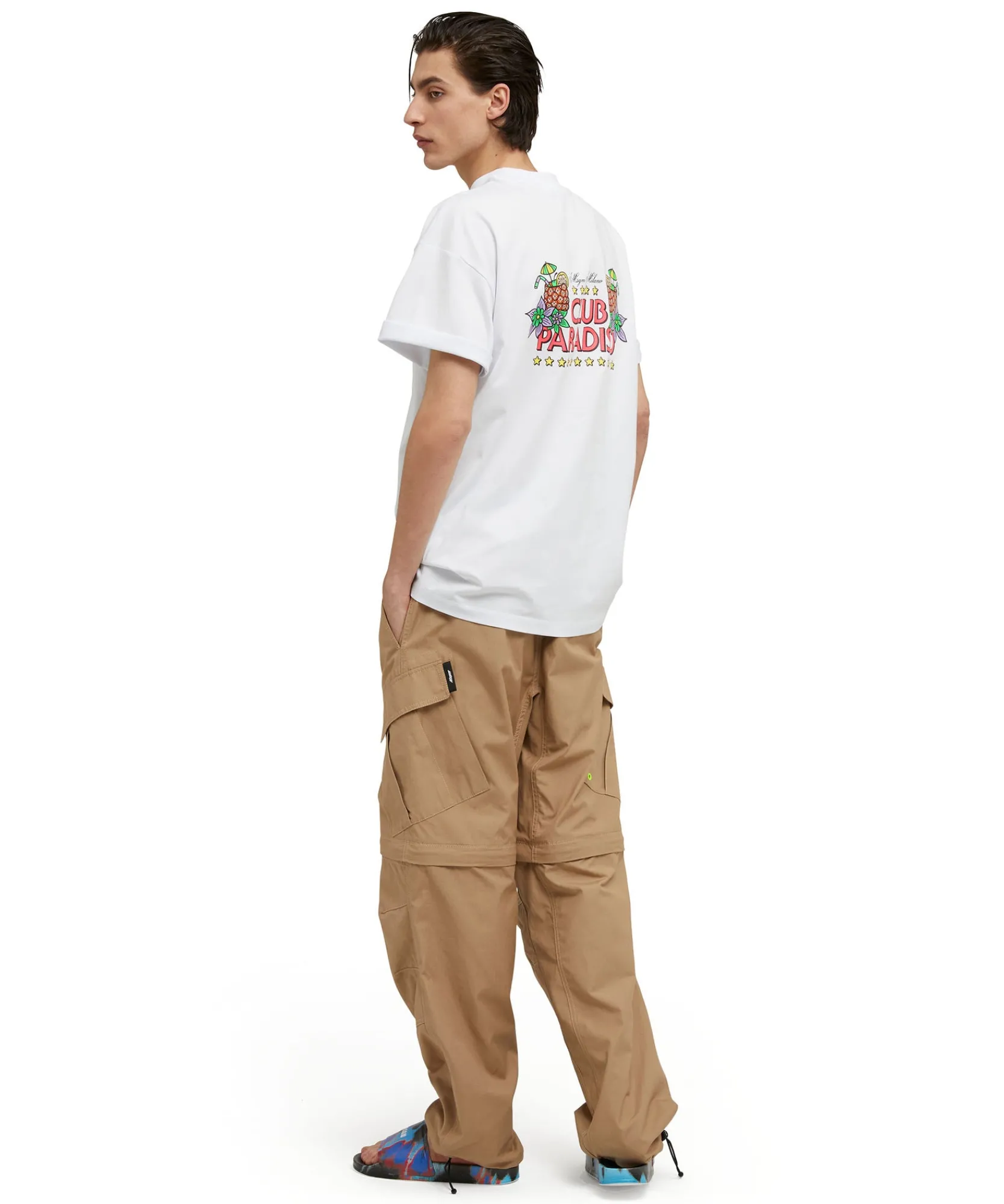 T-Shirt Girocollo In Cotone Tinta Unita Con Grafica "Club Paradiso"^MSGM Cheap