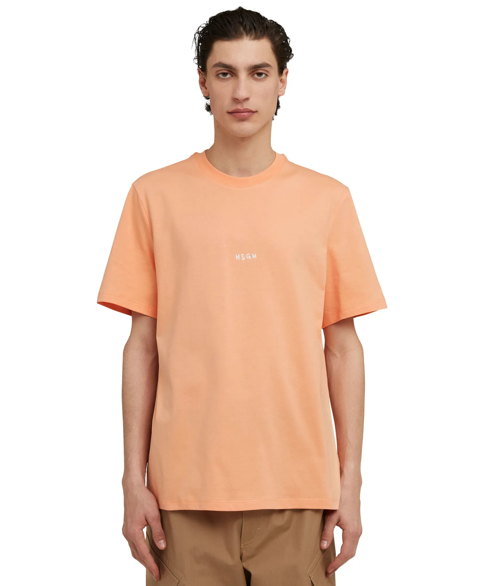 T-Shirt Girocollo In Cotone Con Micro Logo ^MSGM Hot