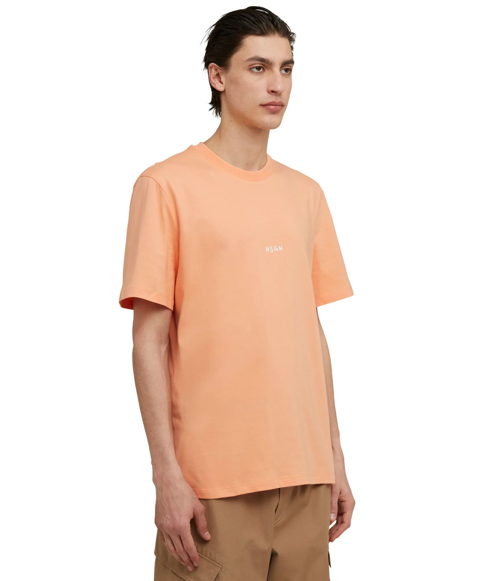T-Shirt Girocollo In Cotone Con Micro Logo ^MSGM Hot