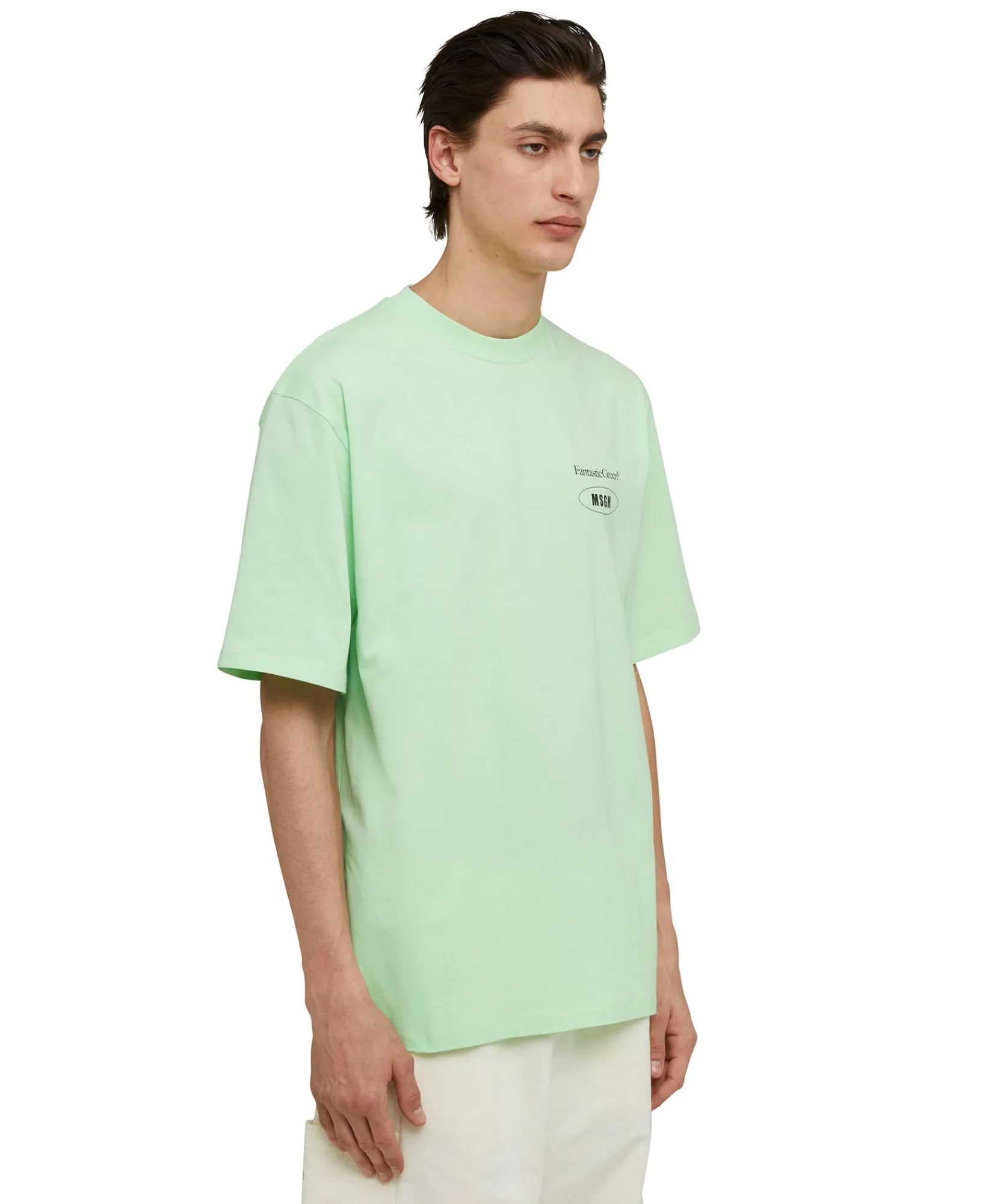 T-Shirt Girocollo In Cotone Organico Della Capsule Fantastic Green^MSGM Fashion