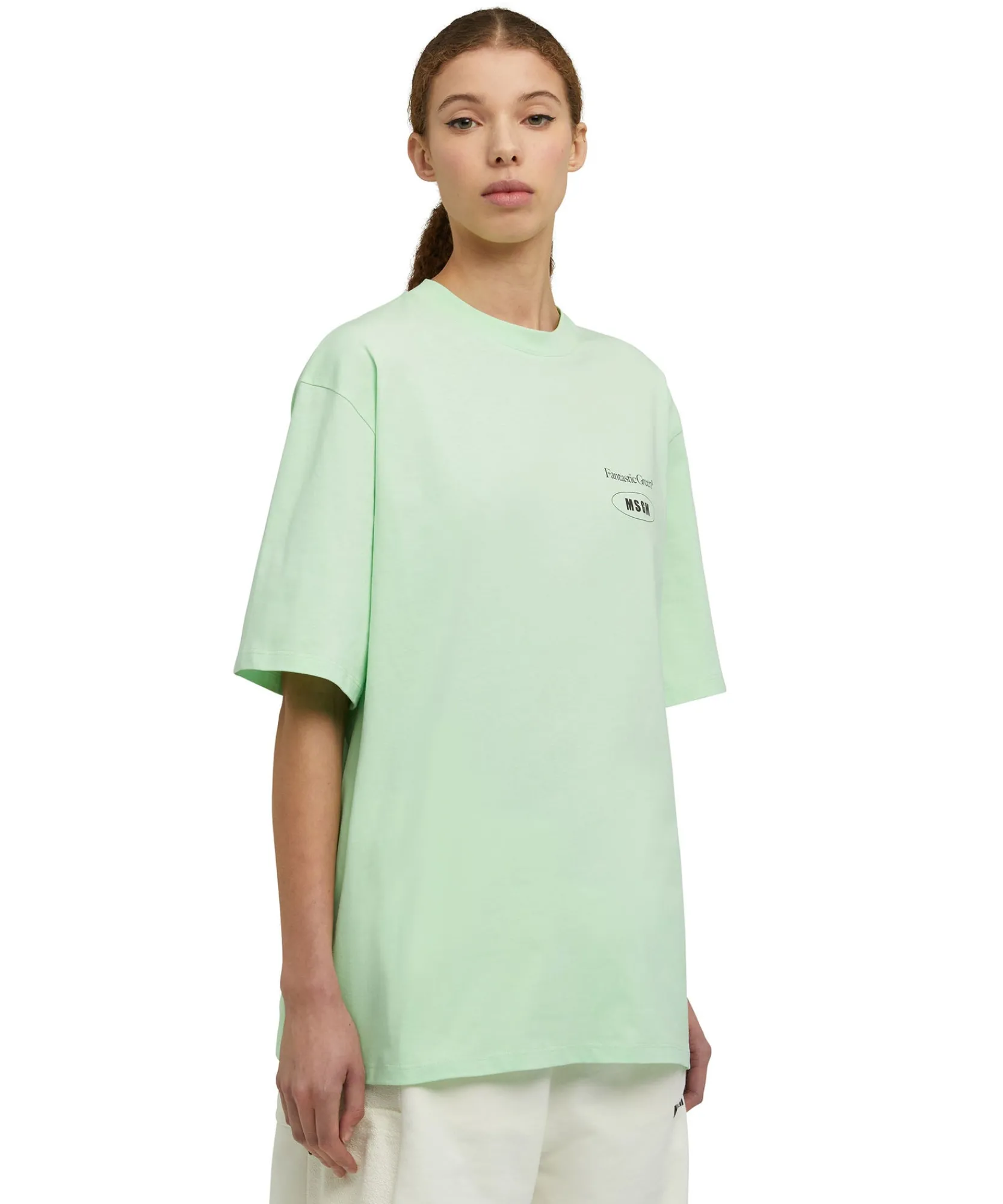 T-Shirt Girocollo In Cotone Organico Della Capsule Fantastic Green^MSGM Fashion