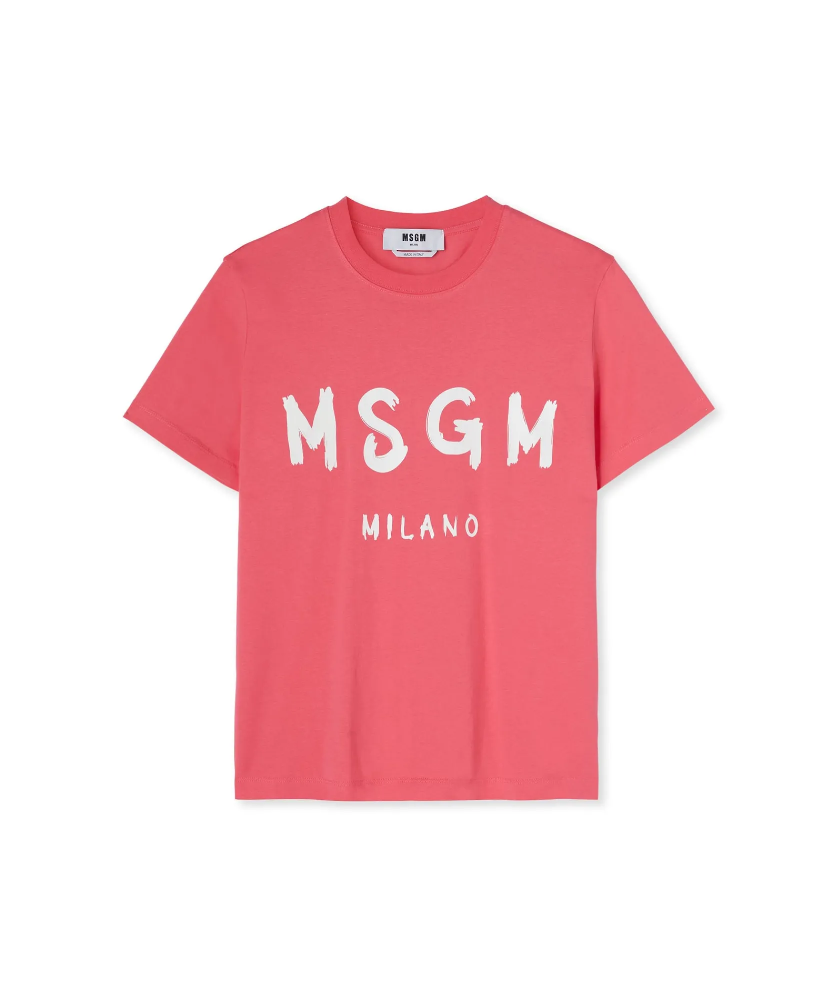 T-Shirt Girocollo In Cotone Con Logo Pennellato^MSGM Shop