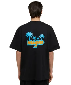 T-Shirt Girocollo In Cotone Con Logo Multicolor Corsivo Ricamato^MSGM New
